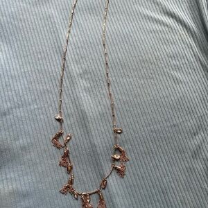 Anne Taylor Factory Rose Gold Long Necklace With Rhinestone and Tassels